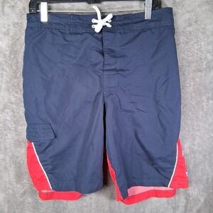 Boston Red Sox Cargo Swim Shorts Mens Size Large Blue‎ Red Embroidered